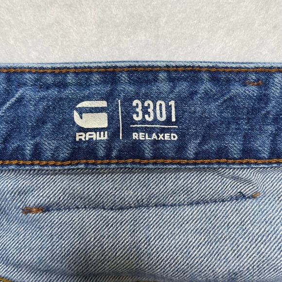 G-Star Raw Mens 35x38 Long 3301 Relaxed Fit Medium Wash Straight Leg Jeans - Picture 9 of 11